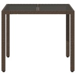 vidaXL Masă de grădină cu blat din sticlă, maro, 90x90x75cm, poliratan vidaXL Masă de grădină cu blat din sticlă, maro, 90x90x75cm, poliratan