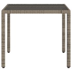 vidaXL Masă de grădină cu blat din sticlă, gri, 90x90x75 cm, poliratan vidaXL Masă de grădină cu blat din sticlă, gri, 90x90x75 cm, poliratan