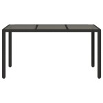 vidaXL Masă grădină cu blat din sticlă, negru, 150x90x75 cm, poliratan