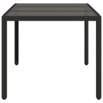 vidaXL Masă grădină cu blat din sticlă, negru, 150x90x75 cm, poliratan