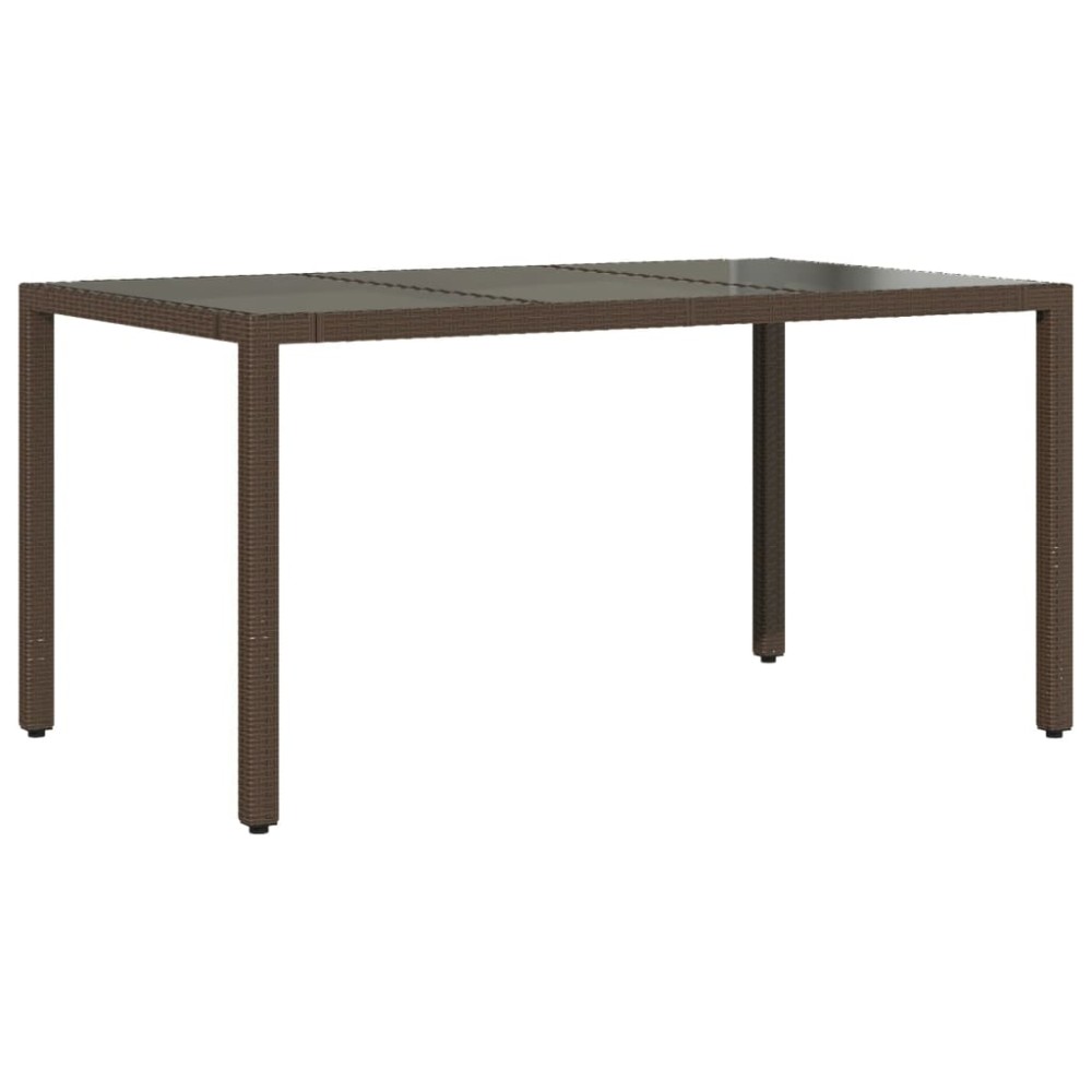 vidaXL Masă de grădină cu blat din sticlă maro 150x90x75 cm, poliratan