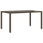 vidaXL Masă de grădină cu blat din sticlă maro 150x90x75 cm, poliratan