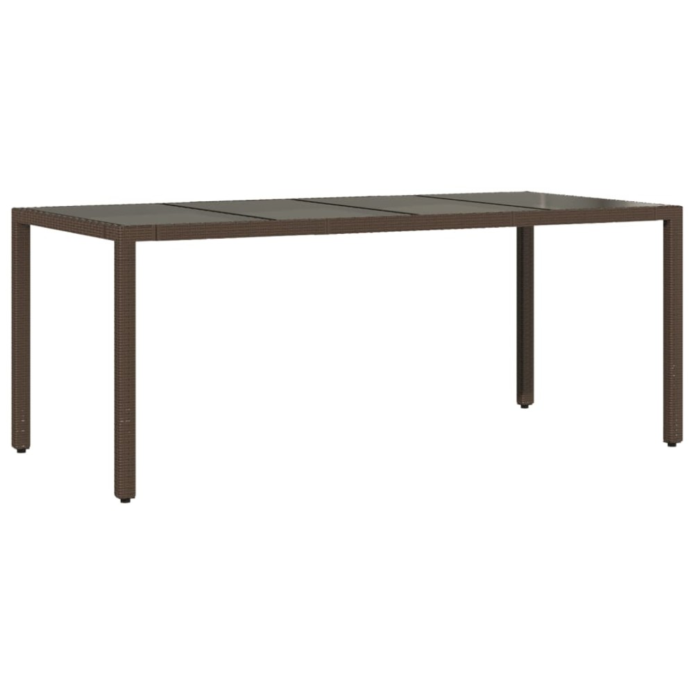 vidaXL Masă de grădină cu blat din sticlă maro 190x90x75 cm poliratan