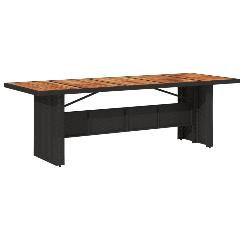 vidaXL Masă grădină, blat din lemn acacia, negru 240x90x75cm poliratan