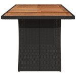 vidaXL Masă grădină, blat din lemn acacia, negru 240x90x75cm poliratan