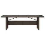 vidaXL Masă de grădină cu blat din sticlă maro 240x90x75 cm poliratan