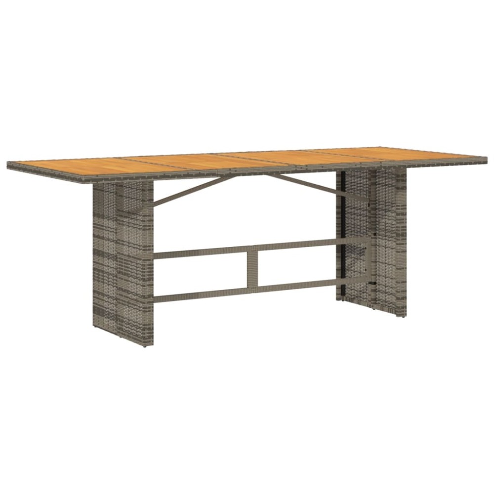 vidaXL Masă grădină, blat din lemn acacia gri 190x80x75 cm poliratan