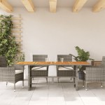 vidaXL Masă grădină, blat din lemn acacia gri 190x80x75 cm poliratan