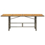 vidaXL Masă grădină, blat din lemn acacia gri 190x80x75 cm poliratan