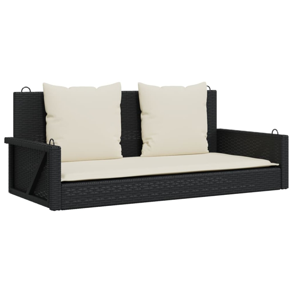 vidaXL Bancă de balansoar cu perne, negru, 119x56x48 cm, poliratan