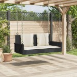 vidaXL Bancă de balansoar cu perne, negru, 119x56x48 cm, poliratan vidaXL Bancă de balansoar cu perne, negru, 119x56x48 cm, poliratan