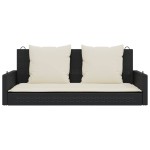 vidaXL Bancă de balansoar cu perne, negru, 119x56x48 cm, poliratan vidaXL Bancă de balansoar cu perne, negru, 119x56x48 cm, poliratan
