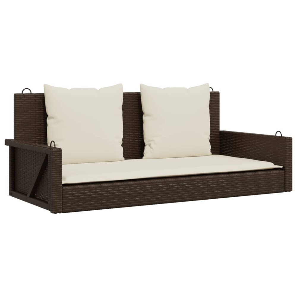 vidaXL Bancă de balansoar cu perne, maro, 119x56x48 cm, poliratan