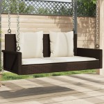vidaXL Bancă de balansoar cu perne, maro, 119x56x48 cm, poliratan vidaXL Bancă de balansoar cu perne, maro, 119x56x48 cm, poliratan
