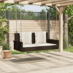 vidaXL Bancă de balansoar cu perne, maro, 119x56x48 cm, poliratan vidaXL Bancă de balansoar cu perne, maro, 119x56x48 cm, poliratan