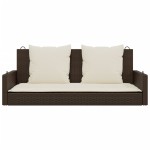 vidaXL Bancă de balansoar cu perne, maro, 119x56x48 cm, poliratan vidaXL Bancă de balansoar cu perne, maro, 119x56x48 cm, poliratan
