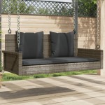vidaXL Bancă de balansoar cu perne, gri, 119x56x48 cm, poliratan vidaXL Bancă de balansoar cu perne, gri, 119x56x48 cm, poliratan