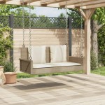 vidaXL Bancă de balansoar cu perne, bej, 119x56x48 cm, poliratan vidaXL Bancă de balansoar cu perne, bej, 119x56x48 cm, poliratan