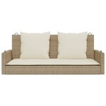 vidaXL Bancă de balansoar cu perne, bej, 119x56x48 cm, poliratan vidaXL Bancă de balansoar cu perne, bej, 119x56x48 cm, poliratan