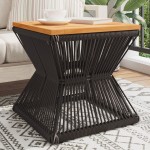 vidaXL Măsuță cafea bază din sârmă negru 38x38x38 cm lemn masiv acacia vidaXL Măsuță cafea bază din sârmă negru 38x38x38 cm lemn masiv acacia