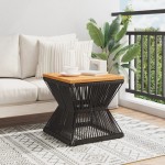 vidaXL Măsuță cafea bază din sârmă negru 38x38x38 cm lemn masiv acacia vidaXL Măsuță cafea bază din sârmă negru 38x38x38 cm lemn masiv acacia