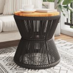 vidaXL Măsuță cafea bază din sârmă negru Ø 45x44 cm, lemn masiv acacia vidaXL Măsuță cafea bază din sârmă negru Ø 45x44 cm, lemn masiv acacia