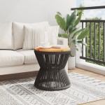 vidaXL Măsuță cafea bază din sârmă negru Ø 45x44 cm, lemn masiv acacia vidaXL Măsuță cafea bază din sârmă negru Ø 45x44 cm, lemn masiv acacia