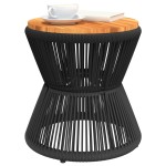 vidaXL Măsuță cafea bază din sârmă negru Ø 45x44 cm, lemn masiv acacia vidaXL Măsuță cafea bază din sârmă negru Ø 45x44 cm, lemn masiv acacia
