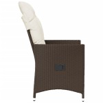 vidaXL Scaune de grădină rabatabile, 2 buc., cu perne, maro, poliratan
