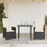 vidaXL Scaune de grădină rabatabile cu perne, 2 buc., negru, poliratan vidaXL Scaune de grădină rabatabile cu perne, 2 buc., negru, poliratan