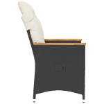 vidaXL Scaune de grădină rabatabile cu perne, 2 buc., negru, poliratan vidaXL Scaune de grădină rabatabile cu perne, 2 buc., negru, poliratan
