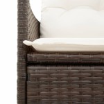 vidaXL Set bistro cu perne, 3 piese, maro, poliratan