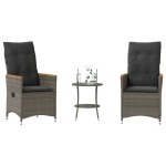 vidaXL Set bistro de grădină cu perne, 3 piese, gri, poliratan vidaXL Set bistro de grădină cu perne, 3 piese, gri, poliratan