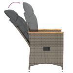 vidaXL Set bistro de grădină cu perne, 3 piese, gri, poliratan vidaXL Set bistro de grădină cu perne, 3 piese, gri, poliratan