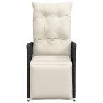 vidaXL Scaun de grădină rabatabil cu perne, negru, poliratan