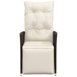 vidaXL Scaun de grădină rabatabil cu perne, maro, poliratan