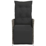 vidaXL Scaun de grădină rabatabil cu perne, gri, poliratan