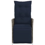 vidaXL Scaun de grădină rabatabil cu perne, gri, poliratan