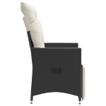 vidaXL Scaune de grădină rabatabile cu perne, 2 buc., negru, poliratan