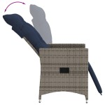 vidaXL Scaune de grădină rabatabile, 2 buc., cu perne, gri, poliratan vidaXL Scaune de grădină rabatabile, 2 buc., cu perne, gri, poliratan