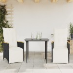 vidaXL Scaune de grădină rabatabile cu perne, 2 buc., negru, poliratan vidaXL Scaune de grădină rabatabile cu perne, 2 buc., negru, poliratan