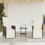 vidaXL Set bistro cu perne, 3 piese, maro, poliratan