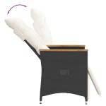 vidaXL Set bistro cu perne, 3 piese, negru, poliratan