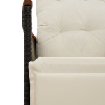vidaXL Set bistro cu perne, 3 piese, negru, poliratan