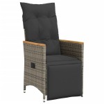 vidaXL Set bistro de grădină cu perne, 3 piese, gri, poliratan vidaXL Set bistro de grădină cu perne, 3 piese, gri, poliratan