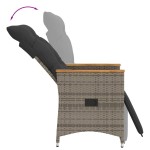 vidaXL Set bistro de grădină cu perne, 3 piese, gri, poliratan vidaXL Set bistro de grădină cu perne, 3 piese, gri, poliratan