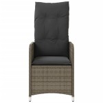 vidaXL Scaun de grădină rabatabil cu perne, gri, poliratan