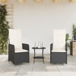 vidaXL Scaune de grădină rabatabile, 2 buc., cu masă, negru, poliratan