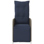 vidaXL Scaune de grădină rabatabile, 2 buc., cu perne, gri, poliratan