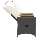 vidaXL Canapea de grădină rabatabilă 2 locuri cu masă negru poliratan